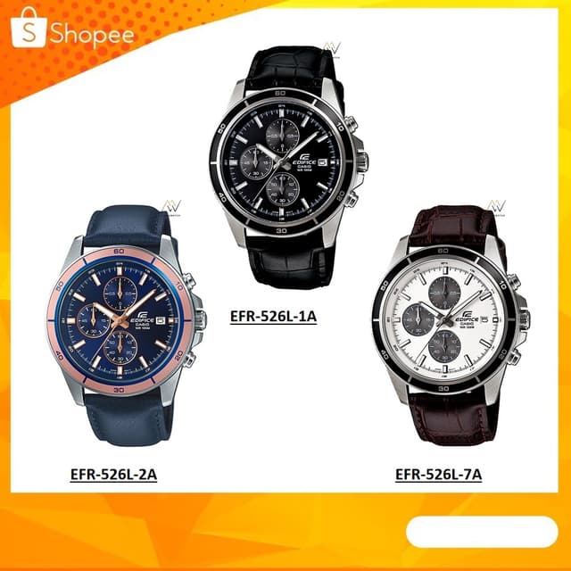 นาฬิกา Casio Edifice สายหนัง รุ่น EFR-526L-1A / EFR-526L-2A 