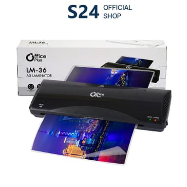 Office Plus เครื่องเคลือบบัตร เครื่องเคลือบเอกสาร A3 รุ่น LM-36 LAMINATOR มีระบบเคลือบร้อนและเคลือบเย็นในเครื่องเดียว