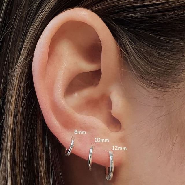 ต่างหูห่วงเงินแท้  Round Tube Hoop Earrings 92.5% (หลอด 1.2 