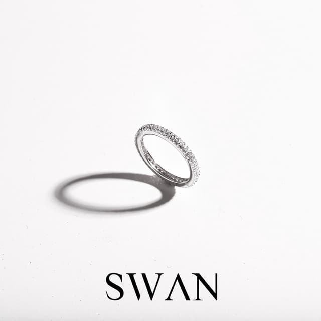 [ส่งด่วนฟรี]SWAN - Two Row Pinky Ring แหวนเงินแท้ แหวนฝังรอบ