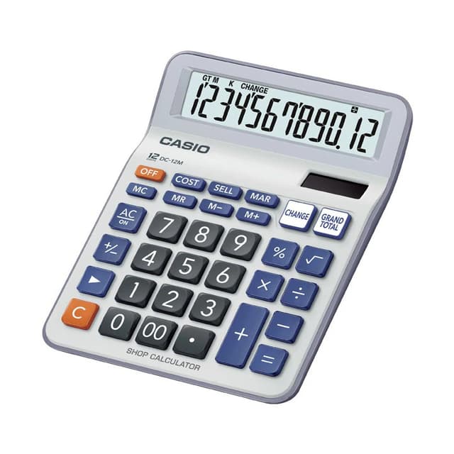 Casio Calculator เครื่องคิดเลข  คาสิโอ รุ่น  DC-12M แบบเงินท