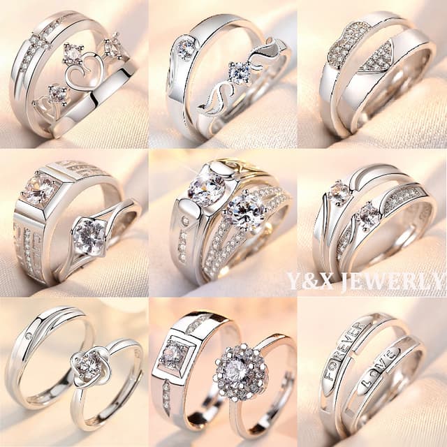 【Y&X】แหวนเงินแท้ 925 ประดับเพทาย ปรับได้ ของขวัญวันวาเลนไทน์