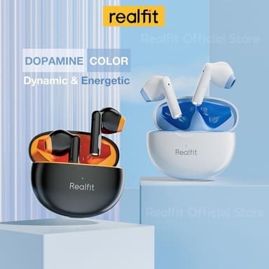 realfit F2 หูฟังบลูทูธไร้สาย พร้อมไมโครโฟน Bass หูฟัง เล่นได้นาน