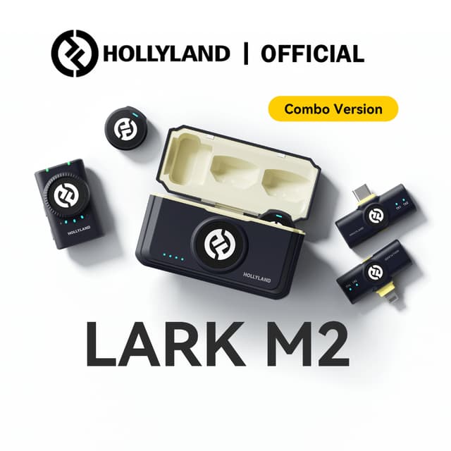 Hollyland LARK M2 ไมค์ไร้สาย ไมโครโฟนไร้สาย 24 Bit น้ําหนัก 9 กรัม สําหรับโทรศัพท์มือถือ กล้อง เวอร์ชั่น Combo