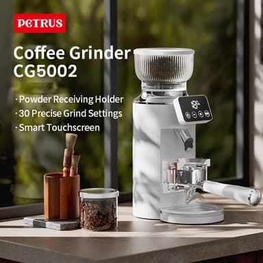 เครื่องบดกาแฟ Petrus รุ่น PE3766 ตัวเครื่องโลหะ สำหรับก้านชง 51/58 มม. ปรับความละเอียดได้ 30 ระดับ ใช้กับเครื่องชงเอสเปรสโซ่ ดริป เฟรนช์เพรส และกาแฟอเมริกัน
