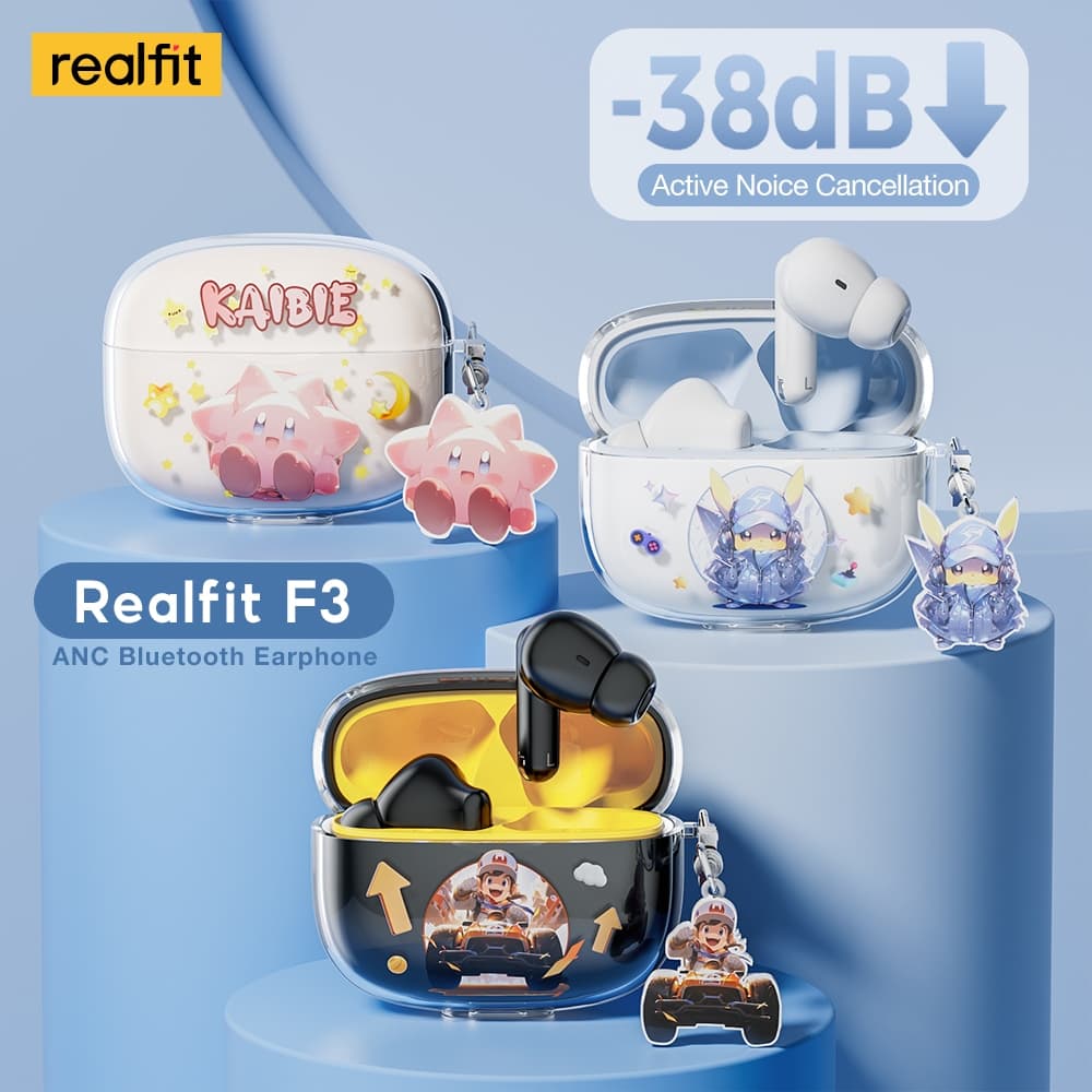 realfit F3 ANC Bluetooth 5.4 หูฟังบลูทูธ -38dB ตัดเสียงรบกวน พร้อมไมโครโฟน Bass หูฟัง คุณภาพเสียงดี https://wayoza.com