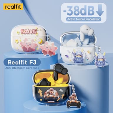 realfit F3 ANC Bluetooth 5.4 หูฟังบลูทูธ -38dB ตัดเสียงรบกวน พร้อมไมโครโฟน Bass หูฟัง คุณภาพเสียงดี