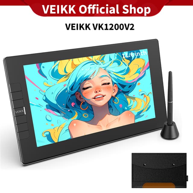 VEIKK VK1200 v2 เมาส์ปากกาพร้อมจอวาด 11.6 นิ้ว การแสดงกราฟิก หน้าจอเคลือบแบบเต็ม ความไวต่อแรงกด 8192 ระดับ 290 PPS
