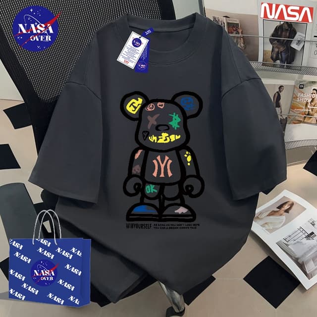 【พร้อมส่ง】🔥NASA ผ้าฝ้ายแท้100% เสื้อ ทรงโอเวอร์ไซส์ เสื้อยื