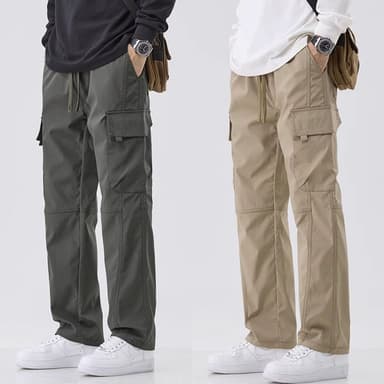 กางเกงขายาวผู้ชาย สไตล์เกาหลี หลายกระเป๋า เรโทร แฟชั่น ใส่สบาย ฤดูร้อนบางระบายอากาศได้ดี