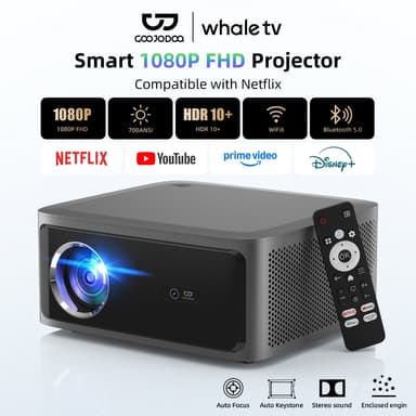 GOOJODOQ Netflix Authorized ของแท้โปรเจคเตอร์ 1080P FHD ภาพสมจริง 700 ANSI ลูเมนความสว่าง