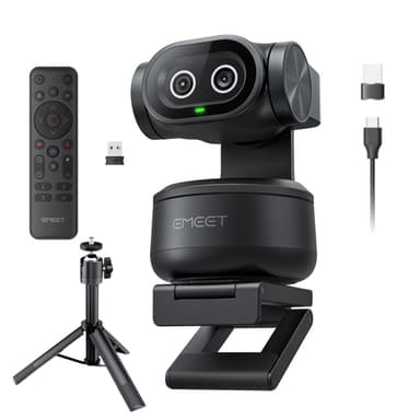 【คืนสินค้าได้ไม่ต้องเหตุผลภายใน 15 วัน, โฟกัสหน้าสวยด้วย AI】เว็บแคม 4K PTZ USB กล้อง EMEET Pixy Dual-Camera AI ติดตามสําหรับสตรีมมิ่งและ OBS/Twitch/สวิทช์ 2 ใช้งานร่วมกับ