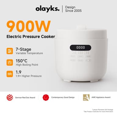 Olayks หม้ออัดแรงดันไฟฟ้าขนาด 5L พร้อมฟังก์ชันตั้งเวลาล่วงหน้า 24 ชั่วโมง หม้อหุงข้าว 10 ฟังก์ชันในเครื่องเดียว: ตุ๋น อบเค้ก ทำโยเกิร์ต ฯลฯ เคลือบผิวเซรามิก