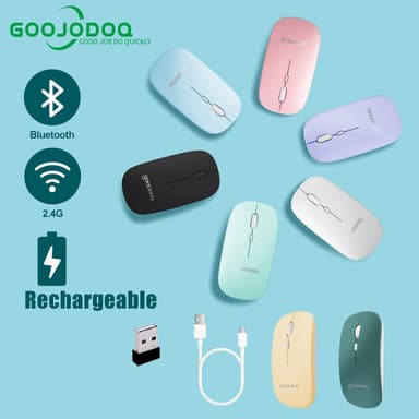 GOOJODOQ ไทยแลนด์สปอต เมาส์  เมาส์ไร้สาย 2.4G สีมาการอง พร้อมสายชาร์จ