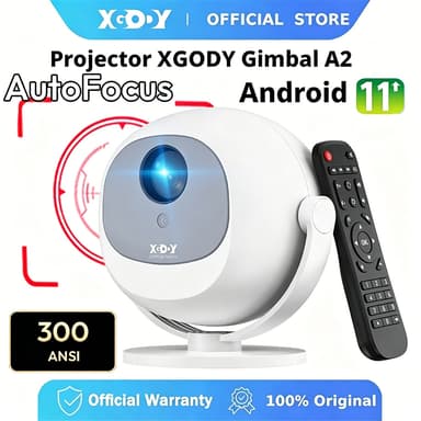 XGODY A2 450ANSI โปรเจคเตอร์ขนาดเล็กซีกโลก 360 ° 1080P HD ความละเอียดรีโมทคอนโทรลโฟกัสไฟฟ้า 90 ° ขายึดหมุนได้