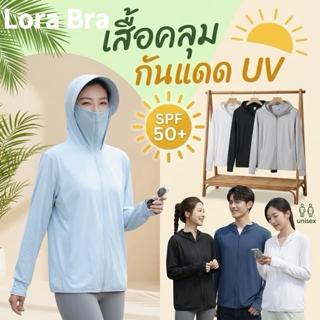 ส่งไวจากไทย🤍เสื้อฮู้ดกันแดด กันรังสี UV SPF50+เสื้อแขนยาว ม