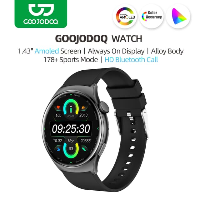 GOOJODOQ FB027 1.43" สมาร์ทวอทช์หน้าจอสัมผัส Amoled | ออกกํา
