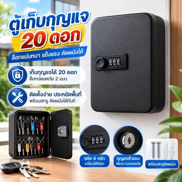 [จัดส่งในพื้นที่] กล่องล็อคกุญแจ แบบติดผนัง หลักความจุสูง กล