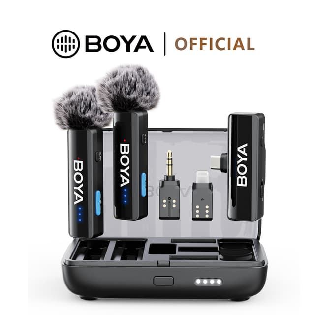 BOYA BOYALINK ไมค์ไร้สาย ไมค์ไลฟ์สดตัดเสียงรบกวน พร้อมกล่องชาร์จ สำหรับ สมาร์ทโฟน Asmr 3.5mm