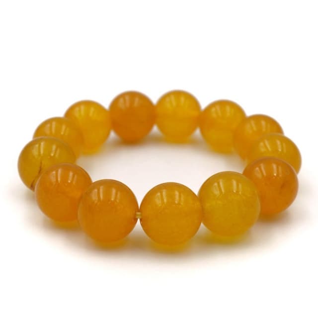 LUCKYSTONE หินสีนำโชค โทนสีเหลือง สร้อยข้อมือหินแท้ ขนาด 12 