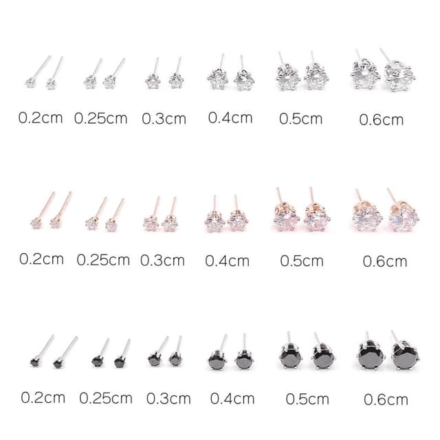 [ราคาต่อ1คู่] ต่างหูเพชรเม็ดเดี่ยว6ขนาด พร้อมแป้น(ทับหลัง)แบ