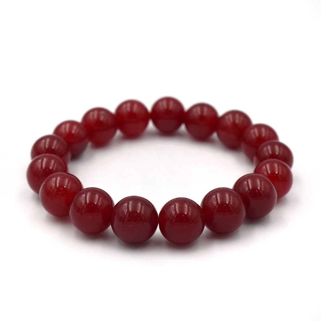 LUCKYSTONE หินสีนำโชค โทนสีแดงทับทิม ขนาด 10 มม. สร้อยข้อมือหินแท้ https://wayoza.com
