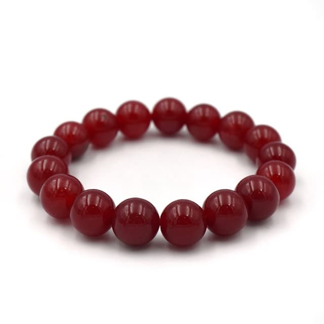 LUCKYSTONE หินสีนำโชค โทนสีแดงทับทิม ขนาด 10 มม. สร้อยข้อมือ