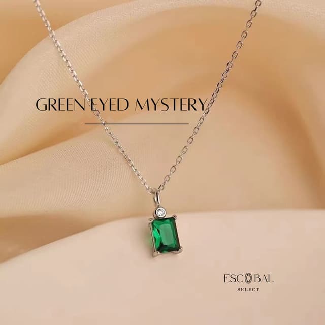 ESCOBAL สร้อยคอเงินแท้ GREEN EYED MYSTERY สร้อยคอเพชร มรกตอั