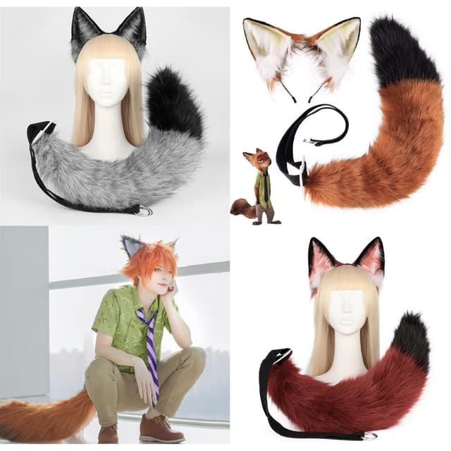 COSPLAY Zootopia Nick Wilde Fox Ears Tail Set - Fluffy Anima