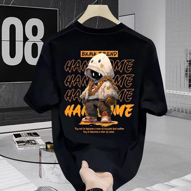 เสื้อยืดคอกลม-แขนสั้น oversize t-shirt  พิมพ์ลายสตรีทแฟชั่นส