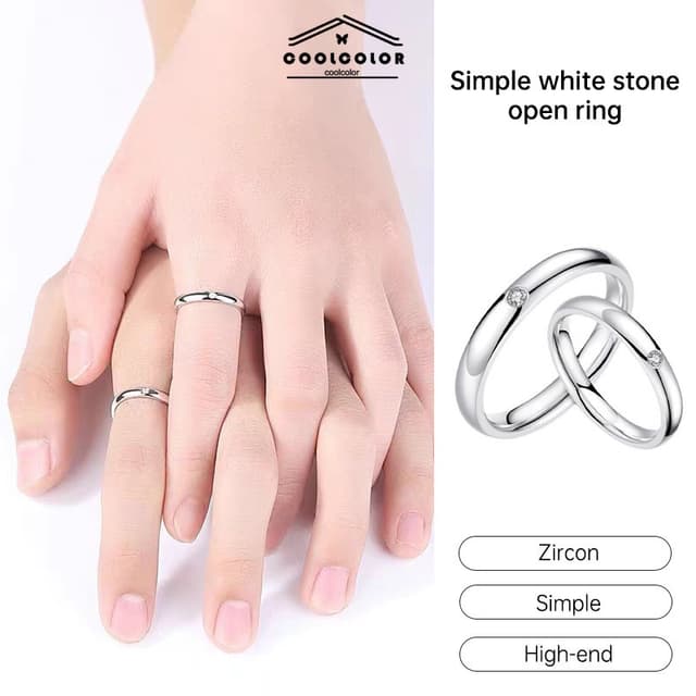 ในไทย💖แหวนเงินแท้S925 ประดับเพทาย ออกแบบเรียบง่าย INSสไตล์เ