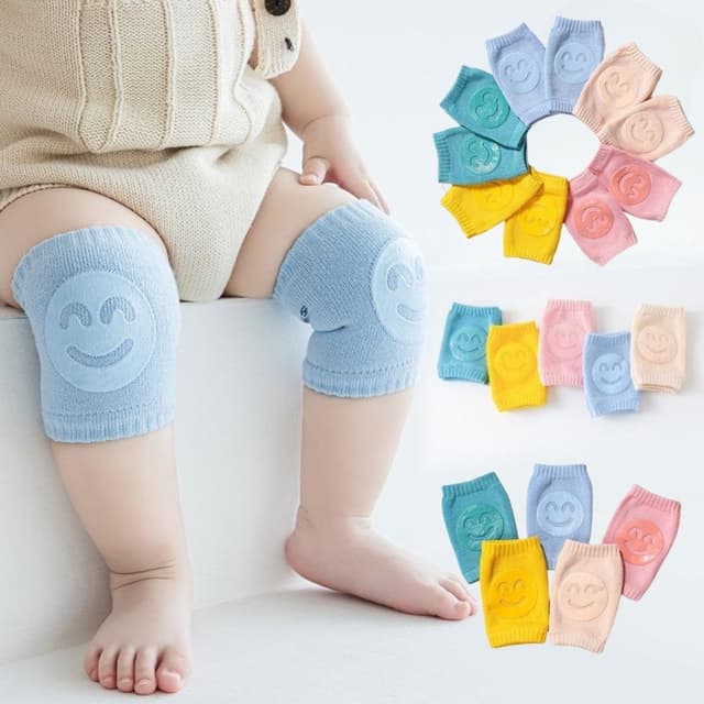 สนับเข่าเด็ก ถุงรองเข่าขณะคลาน  มีกันลื่น รูปยิ้ม (1คู่) #V-