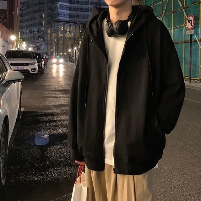 🔥M-5XL🔥เสื้อแจ็คเก็ตมีฮู้ดผู้ชายแฟชั่นสไตล์เกาหลีทรงหลวม