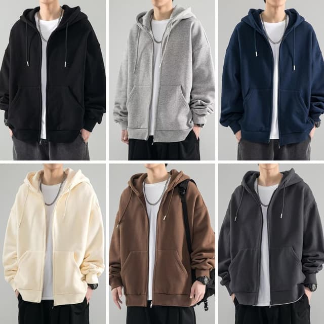 MNO.9 Hoodie A01 เสื้อฮู้ดชาย กันหนาว สีพื้น แขนยาว  โอเวอร์