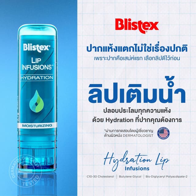 Blistex Lip Infusions Hydration ลิปบาล์ม นวัตกรรมล็อคความชุ่
