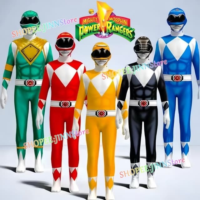 -JINN-Superhero คอสเพลย์เครื่องแต่งกาย POWER RANGERS คอสเพลย