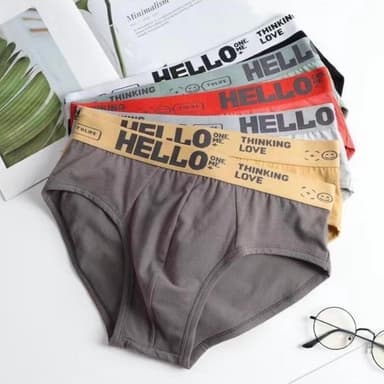 กางเกงในชาย ขาเว้าลายhello เนื้อผ้านิ่ม ยืดหยุ่นได้ในทุกการเคลื่อนไหว สวมใส่สบาย ระบายอากาศได้ดี NY074