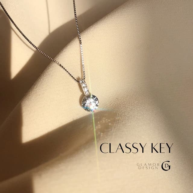 GLAMOR✨สร้อยคอเงิน Classy Key สร้อยคอเงินแท้925 จี้เพชร สไตล