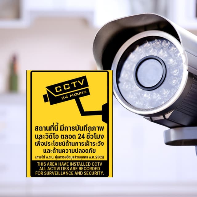 ZJ HOME สติกเกอร์กล้องวงจรปิด CCTV 24 ชม. กันน้ำ ทนแดด ทนฝน 