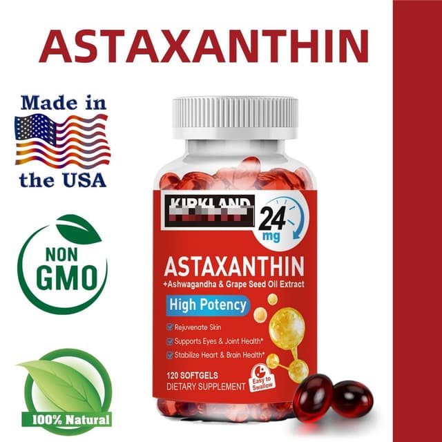Kirk Astaxanthin Capsules สนับสนุนการป้องกันโรคหัวใจและหลอดเ