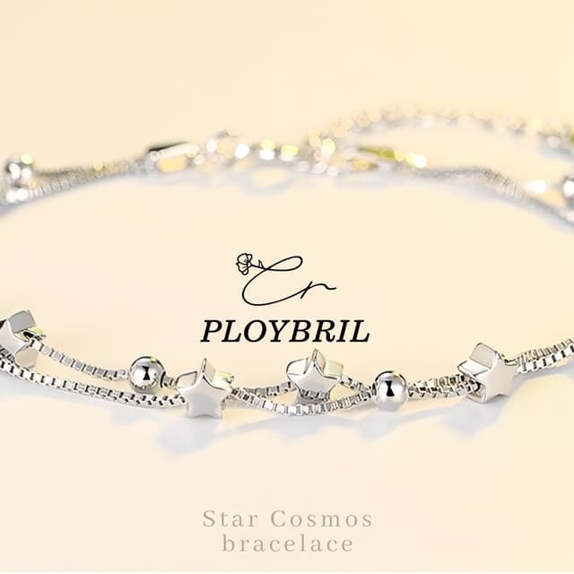 💗Star Cosmos สร้อยข้อมือลูกปัดดาวสองชั้น กำไลแฟชั่น เงินแท้