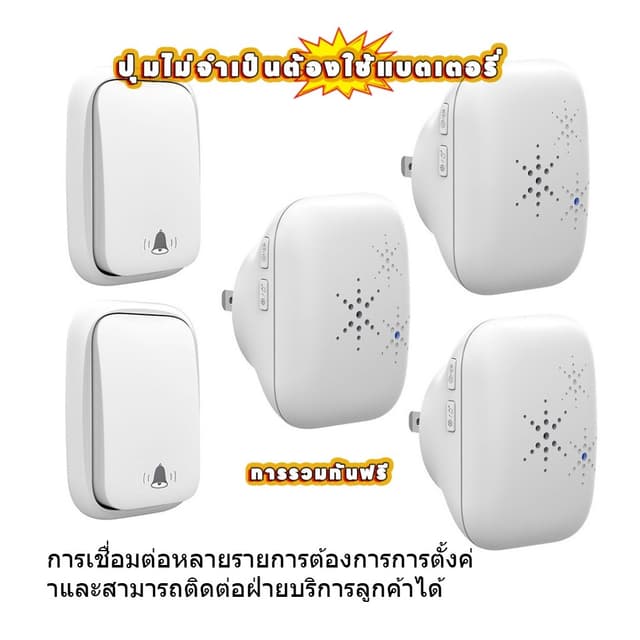 กริ่งไร้สายกันน้ำไม่ใช้ถ่าน ผลังงานจากแรงกด สัญญานไกล Self-P