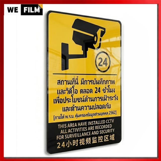 12x16cm CCTV 24 ชั่วโมง Acrylic Sign Sticker สติกเกอร์ป้าย