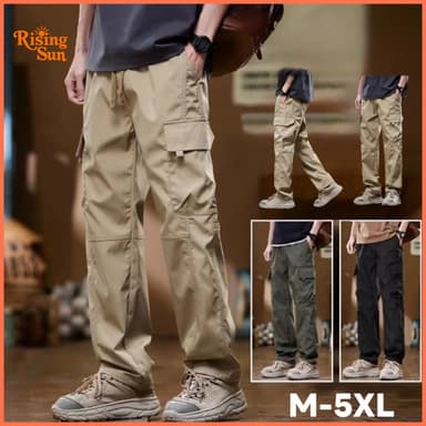 กางเกงคาร์โก้ผู้ชายขายาว สไตล์อเมริกันลำลอง หลายกระเป๋า ไซส์ใหญ่ ใส่สบาย เท่มีสไตล์