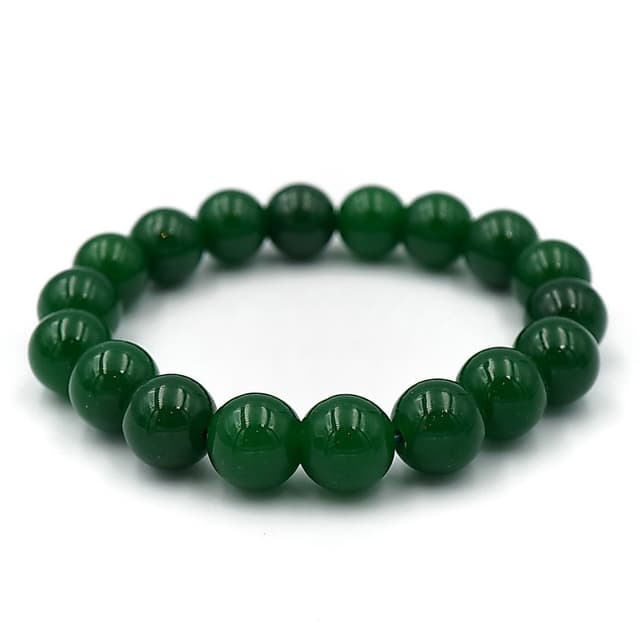 LUCKYSTONE หินสีนำโชค โทนสีเขียวเข้ม ขนาด 10 มม. สร้อยข้อมือ