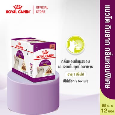 [12 ซอง] Royal Canin Sensory Smell Pouch Gravy อาหารเปียกแมวโตกินยาก อายุ12เดือนขึ้นไป (เกรวี่,Wet Cat Food,โรยัล คานิน)