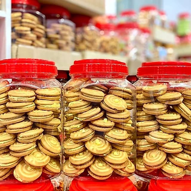 [คุกกี๊ทุเรียน ขายยกกระปุก] ขนมปี๊บโหลฝาแดง ขนมปังปี๊บ VFOOD