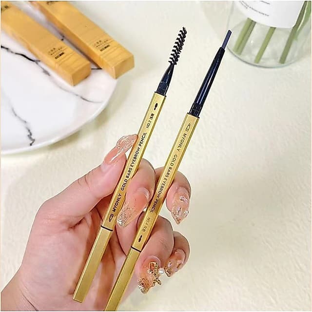 ดินสอเขียนคิ้ว 2 in 1 แบบหมุนอัตโนมัติ สีชัด เขียนง่าย ติดทน