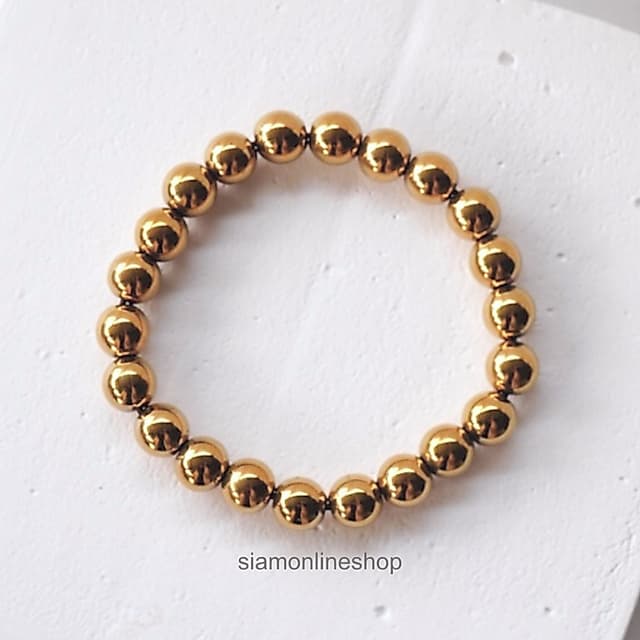 GOLD HEMATITE หินเฮมาไทต์ สีทอง ขนาด 8 มม. สร้อยข้อมือหินแท้