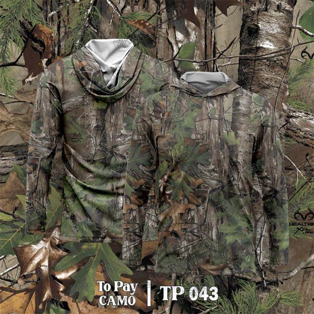 เสื้อกีฬาลายพรางมีฮู้ดสำหรับผู้ชาย ใส่ได้ทั้งกลางแจ้งและในร่